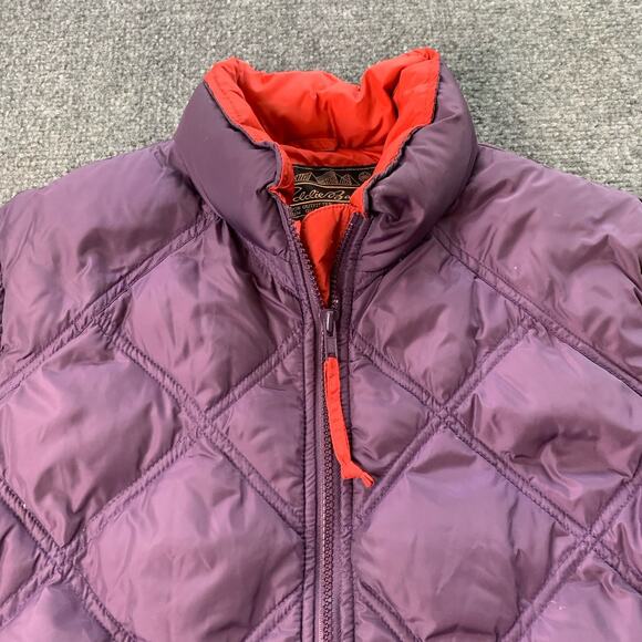 Vintage Eddie Bauer Puffer Vest Women’s Large Purple 100% Nylon Goose Down Fill - Picture 4 of 10
